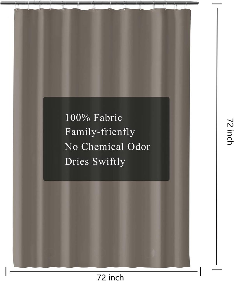 LLSCL Brown Fabric Shower Curtain Liner with Bottom Counterweight, Waterproof Hotel Quality, 72 x 72 Machine Washable - Image 3